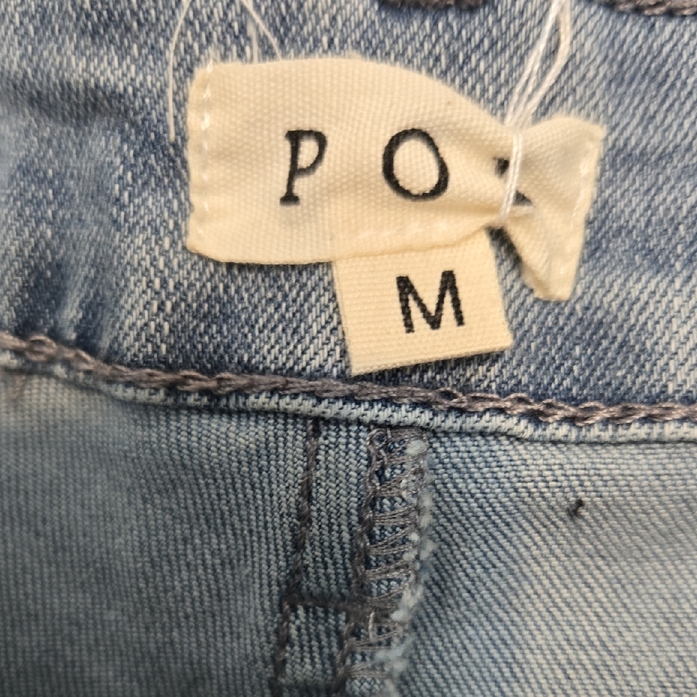 P110 NWT POL Flare Stretch Denim Twill Vintage Wash Pockets Raw Hem Sm Md Lg - Picture 13 of 15
